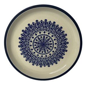 Vintage Stoneware Dinner Plate Celebrity Blue Medallion Dish  Cobalt Lace